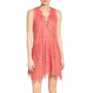Lace Coral Shift Dress
